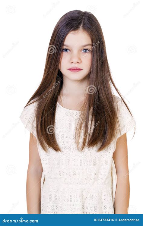 Portrait Of A Charming Brunette Little Girl Stock Photo Image Of
