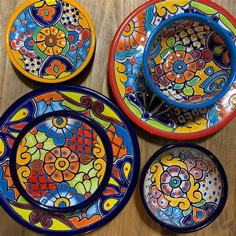 Mexican Talavera Dinnerware Pottery Plate Bowl Dish Art Mexdecor