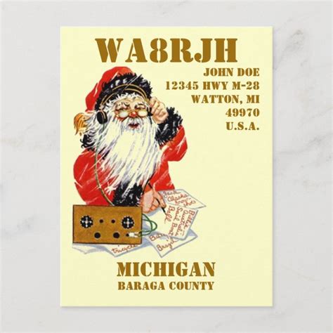 Design Your Own Qsl Ham Radio Operator Op Santa Holiday Postcard