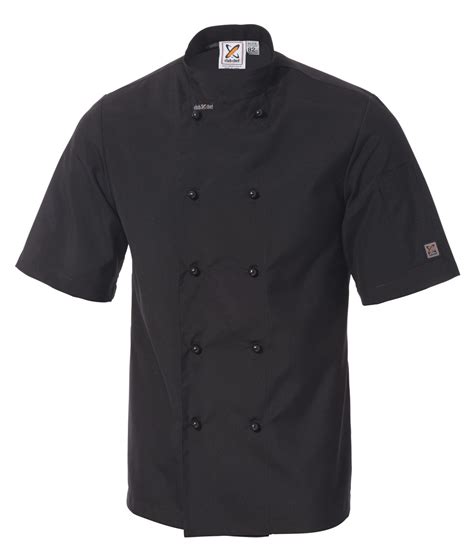 Traditional Chef Jacket In Black Short Sleeves By Club Chef Johnson