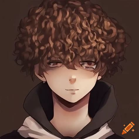 Anime Boy With Dark Curly Hair And Hoodie On Craiyon