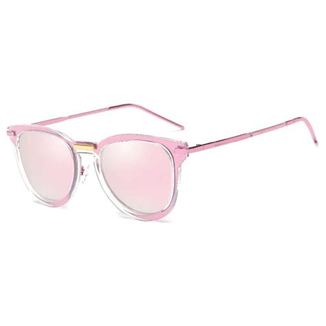 Simvey Fashion Women Brand Designer Mirrored Sunglasses Retro Metal Frame Pink Polarized