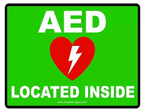 Aed Sign Free Printable Green Printable Signs