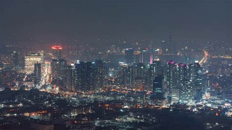 Seoul, Korea, Timelapse - The south of Seoul at night Stock Video ...