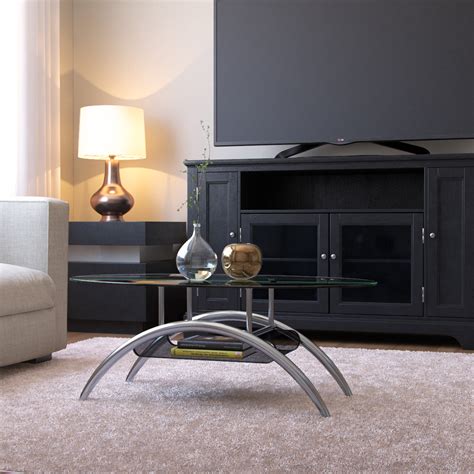 If you need a clear table, you simply lift the tray and it's empty and bare in 2.5 seconds. Ryan Rove Cleveland 38 Inch Glass Coffee Table with Black ...