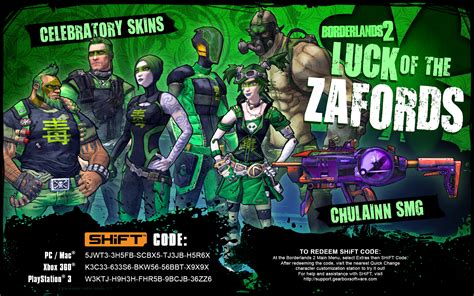 Get Your Borderlands 2 Luck Of The Zafords Shift Codes Gearbox Software