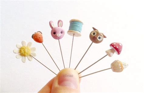 Decorative Sewing Pinswhimsical Pins Diy Clay Crafts Clay Crafts