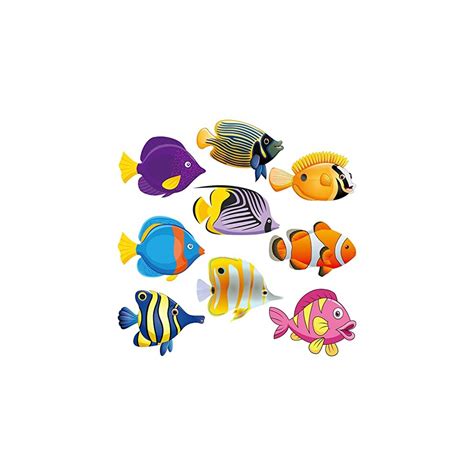 45 Pieces Fish Cut Outs Paper Colorful Classroom Decoration Tropical
