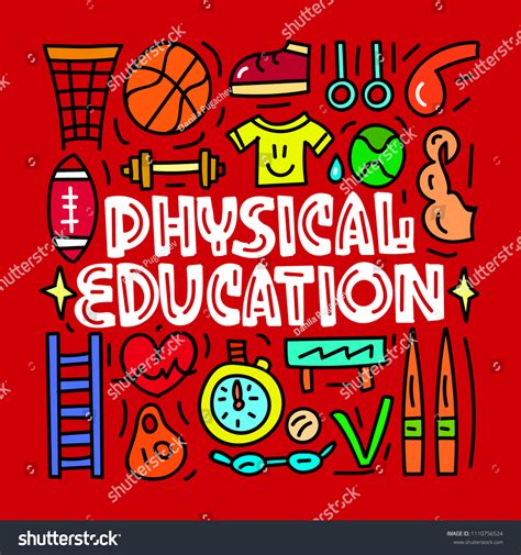Physical Education Subject Conceptlettering Card Vector Stock Vector