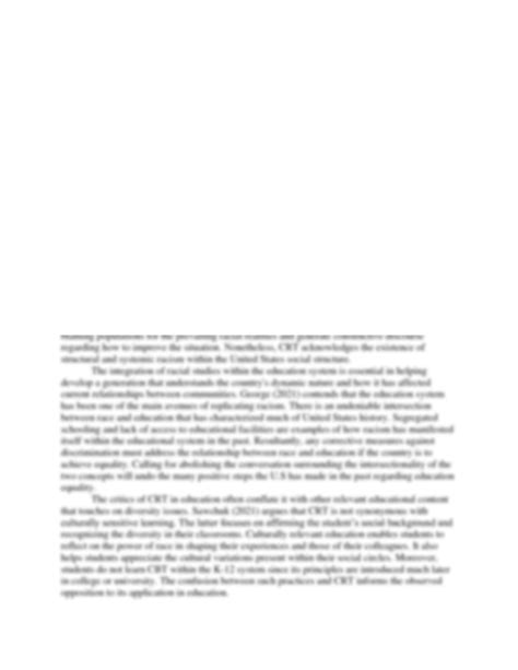 SOLUTION: Critical Race Theory Thought Paper.edited - Studypool