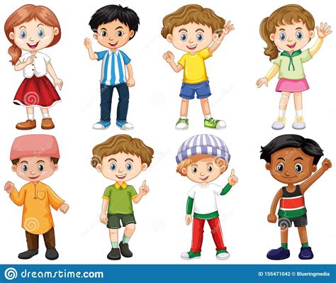 Set Of Isolated Children In Different Actions Stock Vector ...