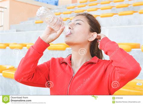 Young Women Drinking Water After Exercise Stock Photo Image Of Asian