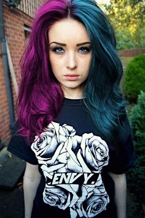Unique Half And Half Hair Color Ideas For Cute Women Split Dyed Hair Hair Styles Dyed Hair