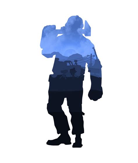 Team Fortress 2 Blue Engineer Digital Silhouette Piece Etsy