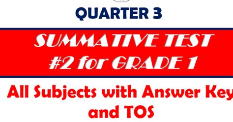 Grade 1 Quarter 3 Summative Test 2 With Answer Key Tos Deped K 12