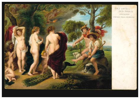 Das urteil des paris , um 1515/16, kupferstich nach einem verschollenen bild von raffael paul cézanne : Künstler-Ansichtskarte Peter Paul Rubens: Das Urteil des ...