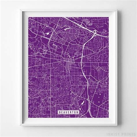 Beaverton Oregon Street Map Vertical Print Click Photo For Details