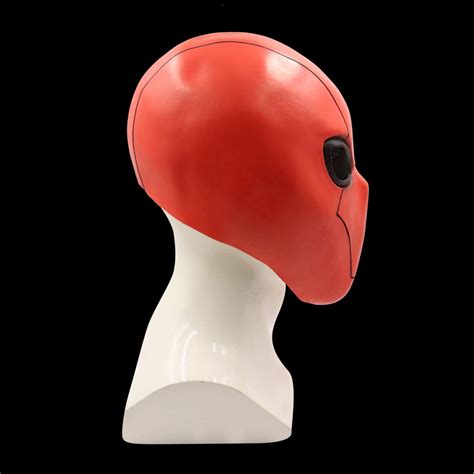 Red Hood Mask Full Head Latex Helmet With Mesh Eye Game Cosplay