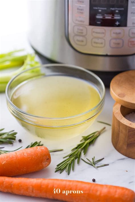 For chicken stock, use the pressure cook/manual function and set the time to 45 minutes at high pressure. Instant Pot Bone Broth That Gels (Whole30 Bone Broth) - 40 ...