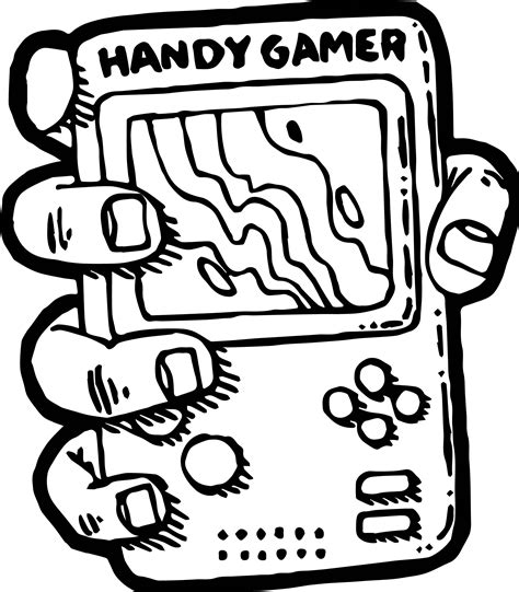 Nintendo Handy Gamer Playing Computer Games Coloring Page
