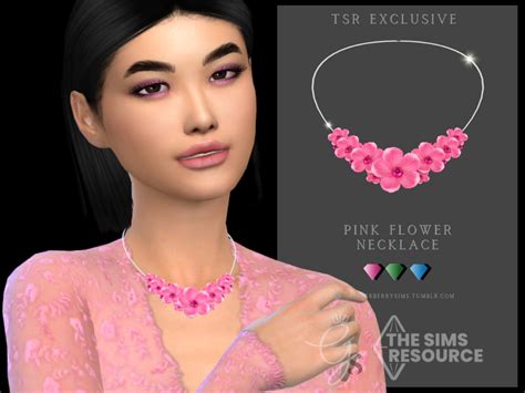 Pink Flower Necklace By Glitterberryfly At Tsr Sims 4 Updates