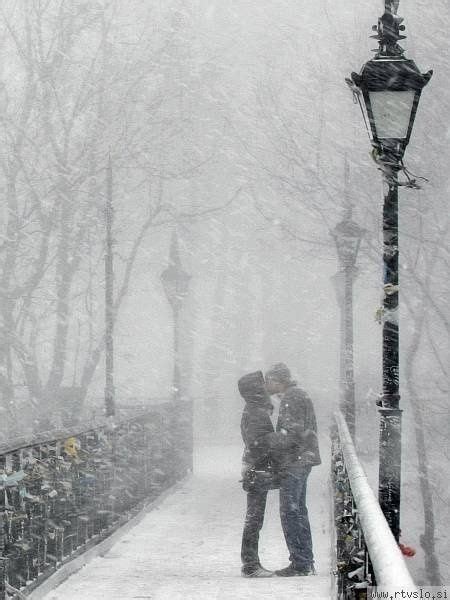 Kiss In The Snow Winter Scenes Snow Winter Love