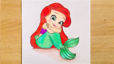 How To Draw Ariel From The Little Mermaid Disney Princess Colored
