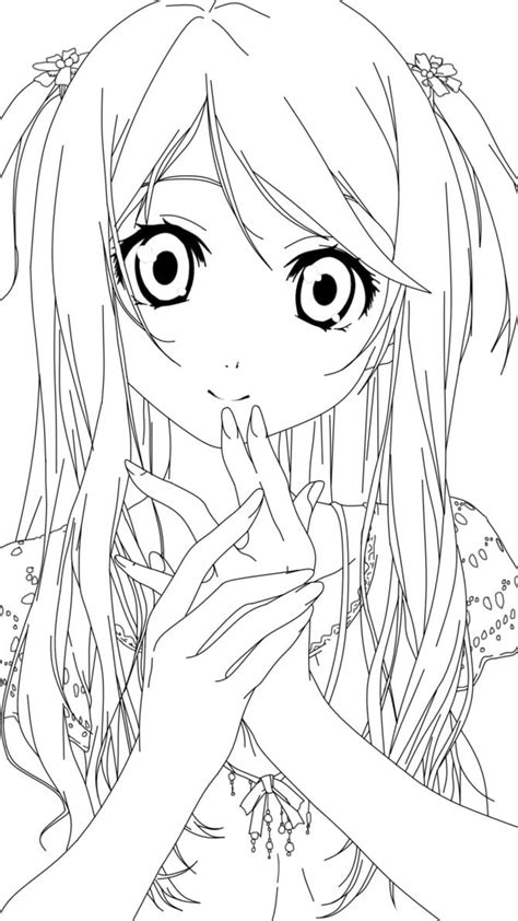 Printable anime coloring pages for kids and adults. Anime Girl Lineart - NEO Coloring