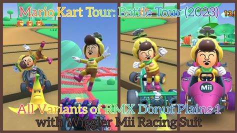 All Variants Of RMX Donut Plains 1 With Wiggler Mii Racing Suit MKT