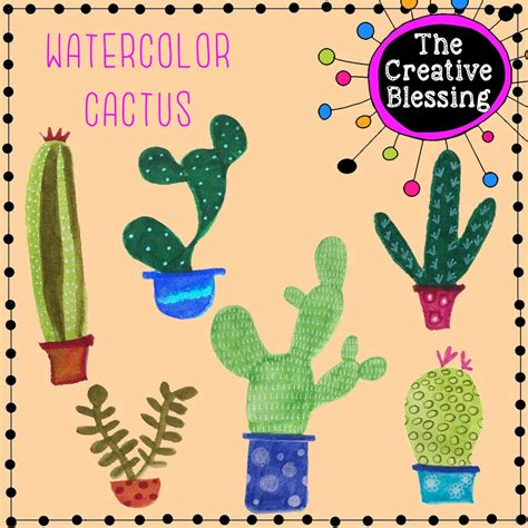 Watercolor Cactus Clip Art Succulent Cacti Digital Stickers Etsy