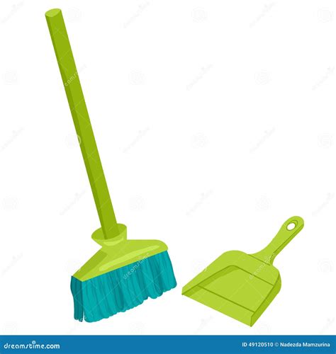 Dustpan And Broom Stock Vector Illustration Of Retro 49120510