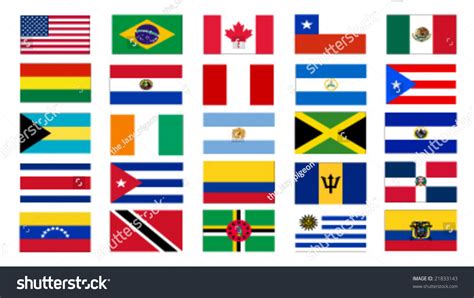 Set Of America North And South Flags Vector Illustration 21833143