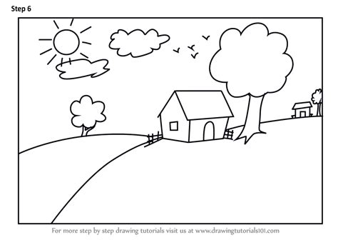 Mobile or desktop the details: Learn How to Draw a House Scenery for Kids (Scenes) Step ...