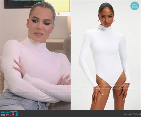 wornontv khloe s white high neck bodysuit on the kardashians khloe kardashian clothes and