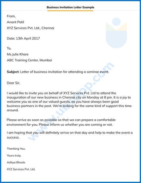 Business Invitation Letter - Format, Meaning, Tips, Examples, and More
