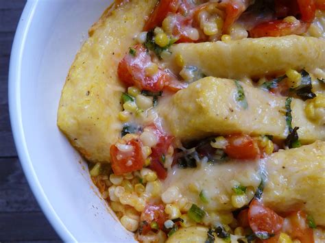 Polenta With Corn Tomatoes And Basil Vegan Dishes Food Polenta Vs