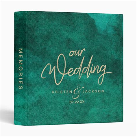 Emerald Green Watercolor Gold Wedding Photo Album 3 Ring Binder Zazzle Wedding Photo Albums