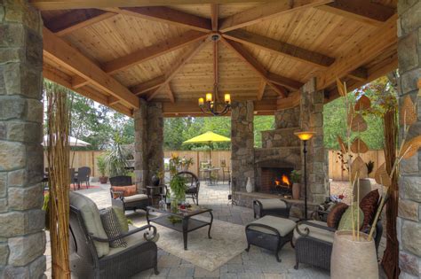 Gazebo Wfireplace Outdoor Living Room Paradise Restored Landscaping