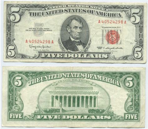 I Have A 1963 Five Dollar Bill With Red Writing And Sealnbu