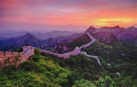 Great Wall Of China Sunset Photograph By Norman Leong Pixels