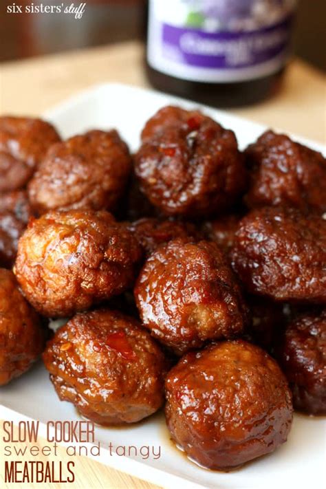 Slow Cooker Sweet And Tangy Meatballs Six Sisters Stuff