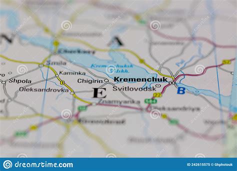 Portsmouth Hampshire Uk Kremenchuk Ukraine Shown On A Road Map Or Geography Map