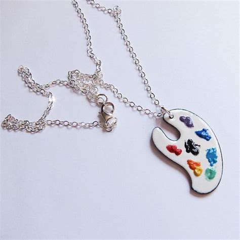 Artists Palette Enamel Pendant Necklace Art Necklace Painters Etsy