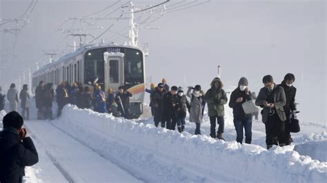 The niigata prefecture is no stranger to huge snow dumps, but the latest one caught the locals by surprise, as drone footage shows, leaving hundreds of vehicles stranded on a highway in a white desert. 400 passengers stranded on train amid heavy snow in ...