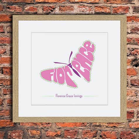 Personalised Butterfly Print By Name Art