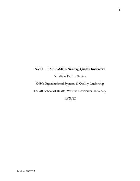 C489 Task 1 Organizationa System And Quality Leadership Sat1 — Sat