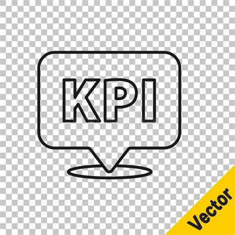 Black Line Kpi Key Performance Indicator Icon Isolated On Transparent Background Vector Stock