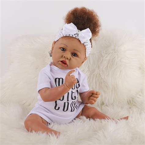 2165 55cm Black Skin Reborn Realistic Baby Dolls Full Body Silicone