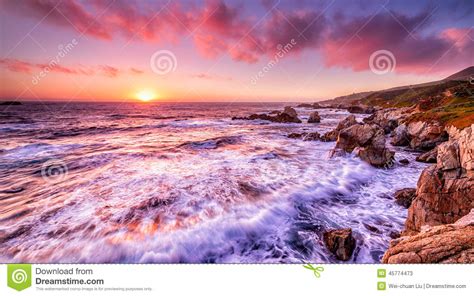 Beautiful Sunset Over California Coast Stock Image Image Of Shore