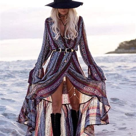 Long Sleeve Bandage Dress Boho Beach Hut In 2020 Beachwear Maxi Dresses Boho Dress Long